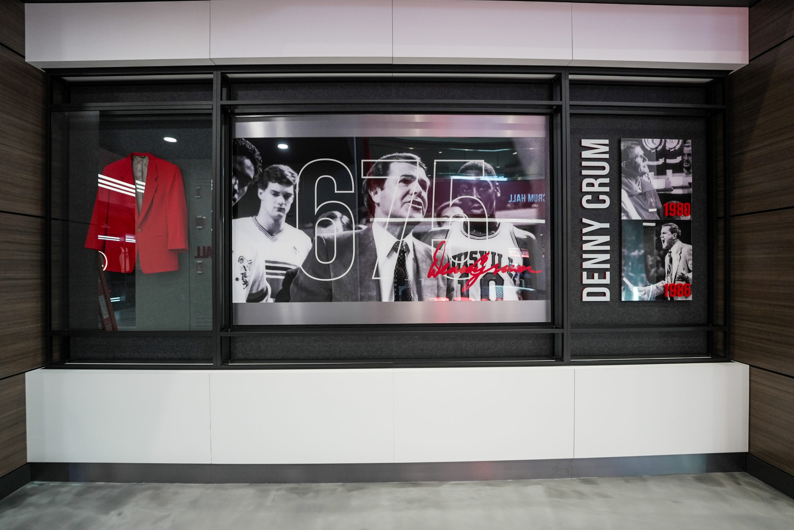 Denny Crum Coaching Display ft. Iconic Red Jacket