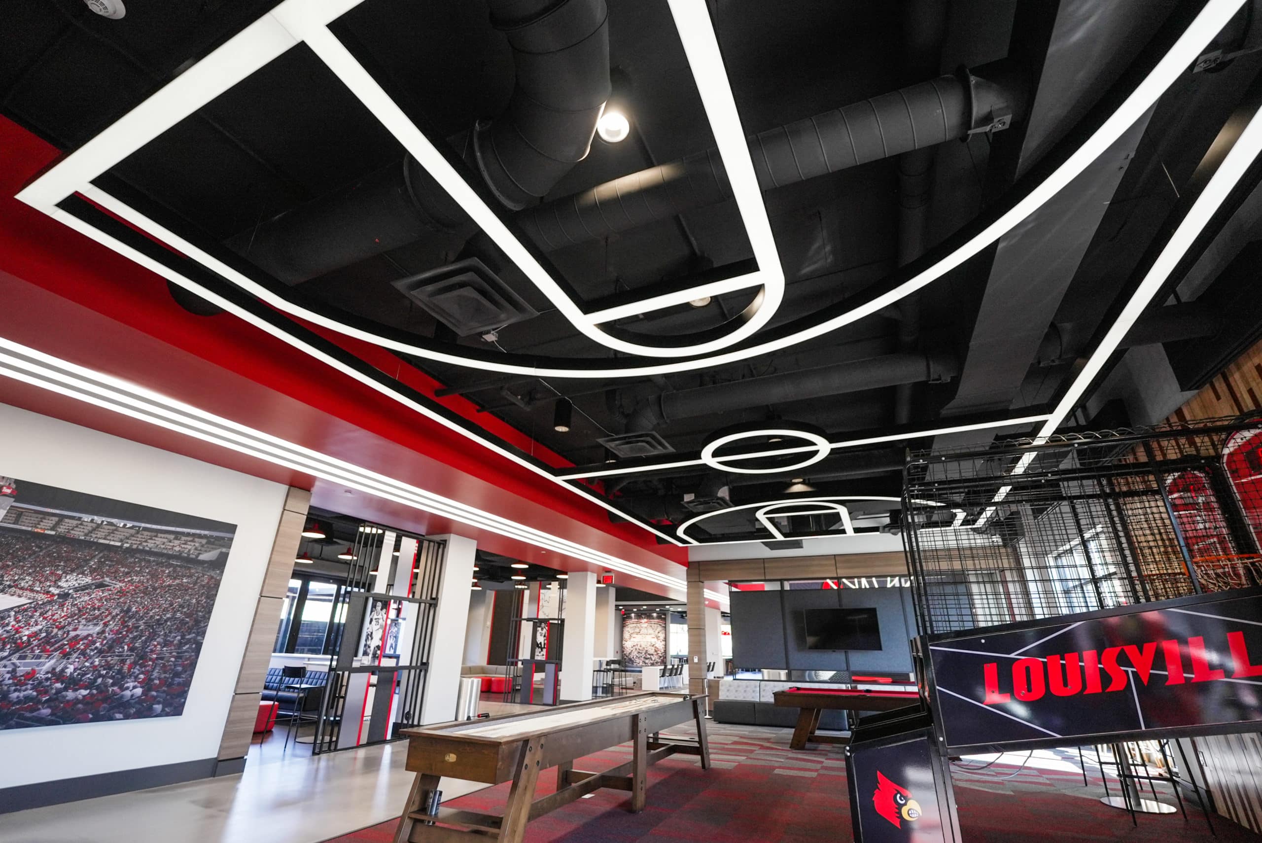 U of L Player Game Room Basketball Court Lighting