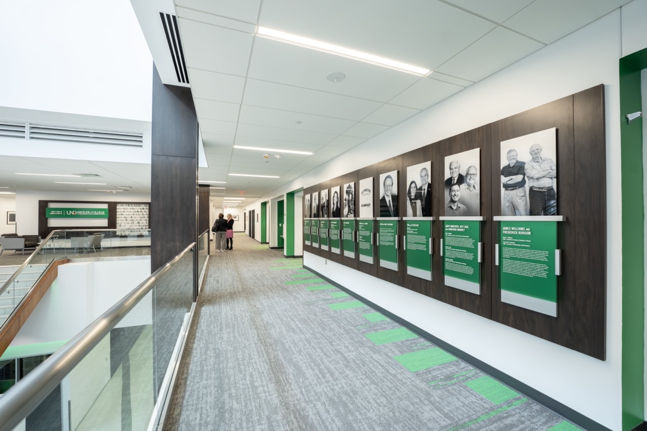 Alumni and donors are the backbone of Nistler and featured on the second floor gallery.