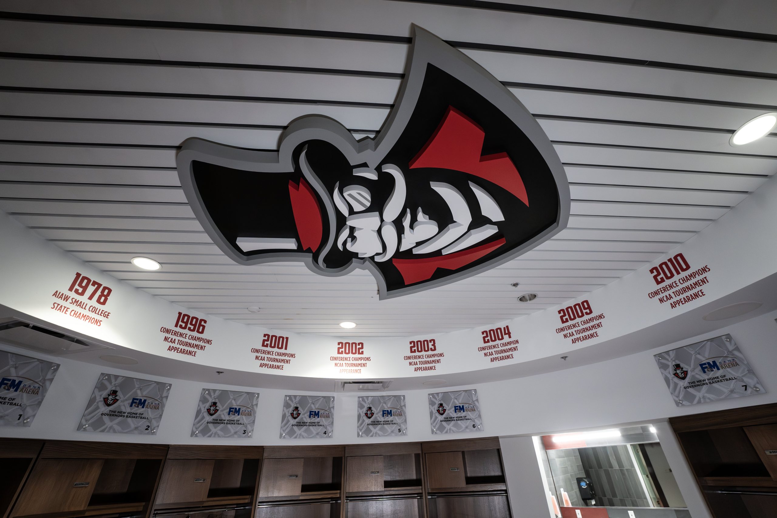 Men's Basketball Locker Room Ceiling Logo