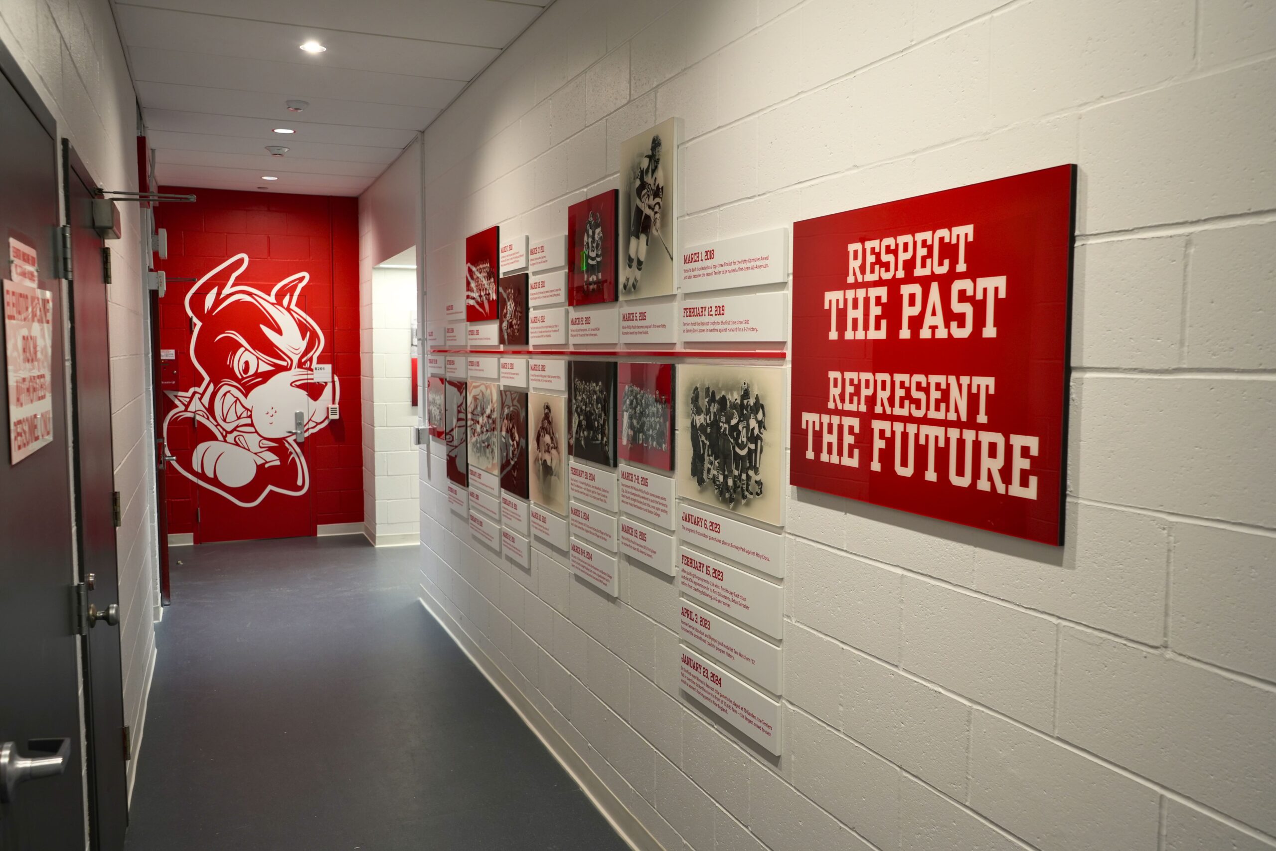 Boston University Women's Hockey History Timeline Display